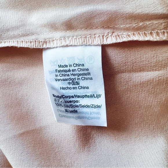 POINT SUR J. CREW Silk Popover Shirt Blouse Pink Ruffle Size Medium Petite MP - Picture 7 of 8